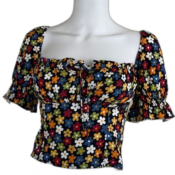 Reformation Tops - Reformation Women Size 2 Nova Disty Floral Smocked Cropped Top Square Neck Y2K